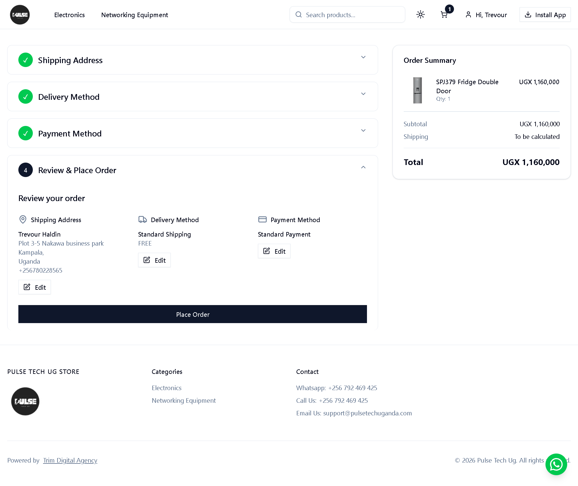 Pulse Tech Uganda checkout process