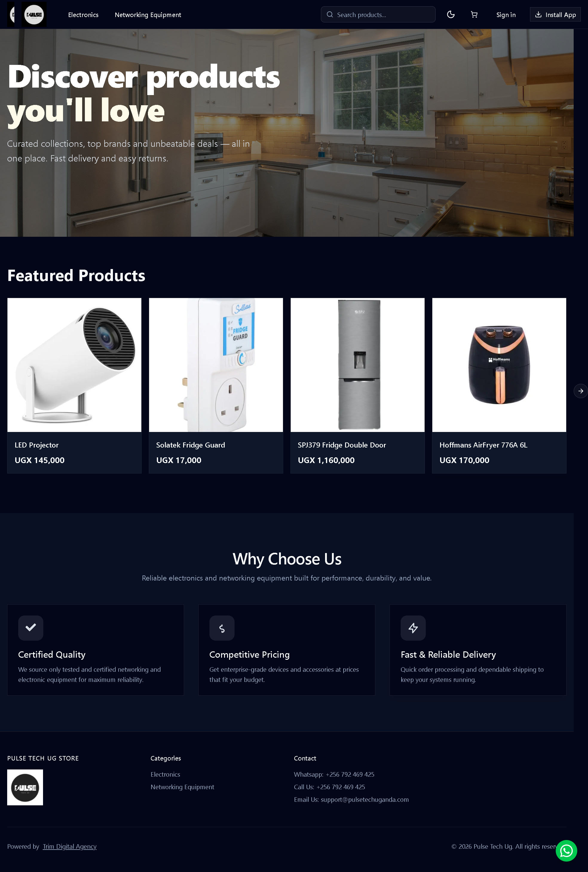 Pulse Tech Uganda e-commerce storefront